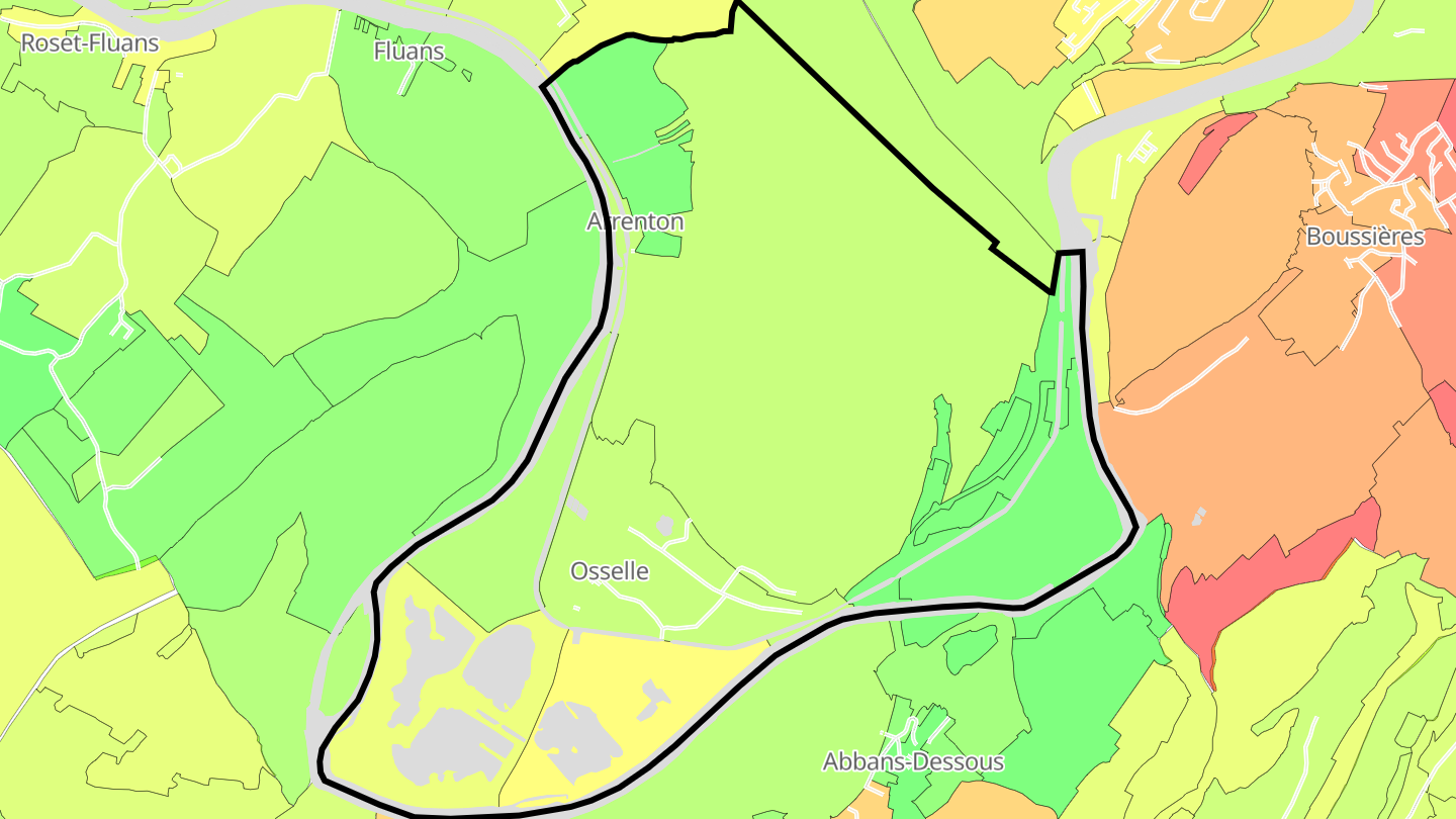 Carte des prix de l'immobilier Osselle