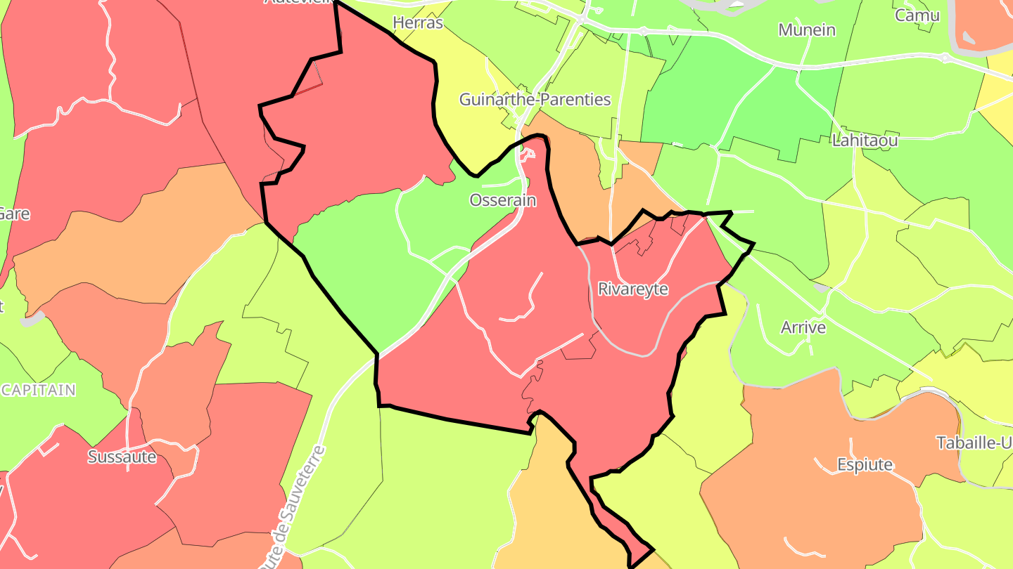 Carte des prix de l'immobilier Osserain-Rivareyte