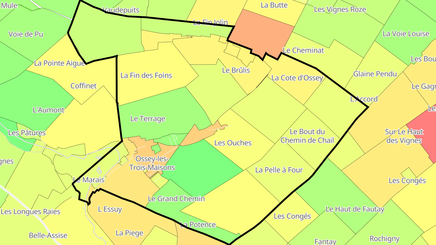 Carte des prix de l'immobilier Ossey-les-Trois-Maisons