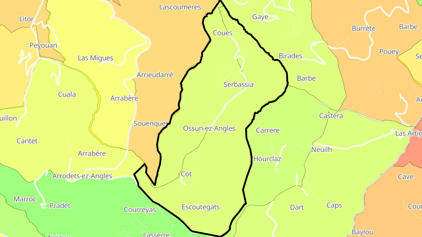 Carte des prix de l'immobilier Ossun-ez-Angles