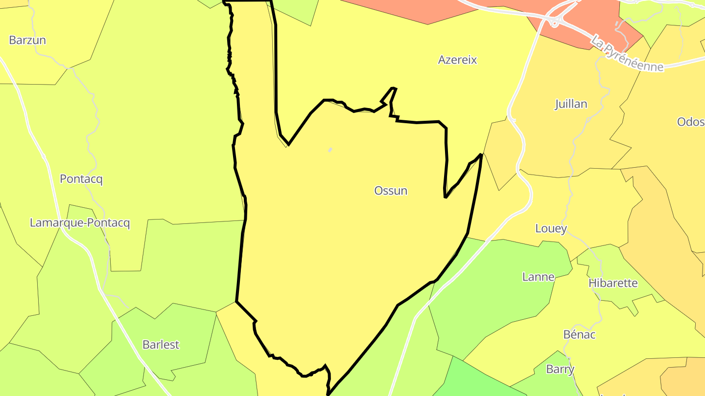 Carte des prix de l'immobilier Ossun