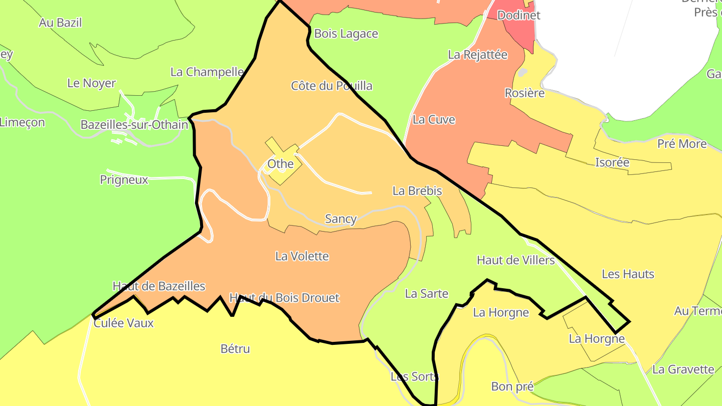 Carte des prix de l'immobilier Othe