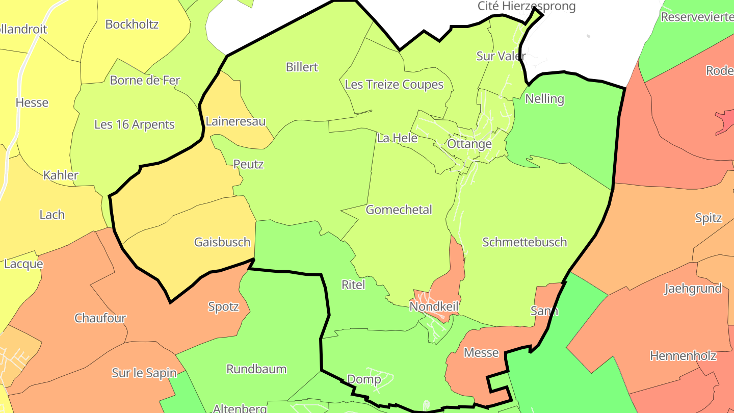 Carte des prix de l'immobilier Ottange