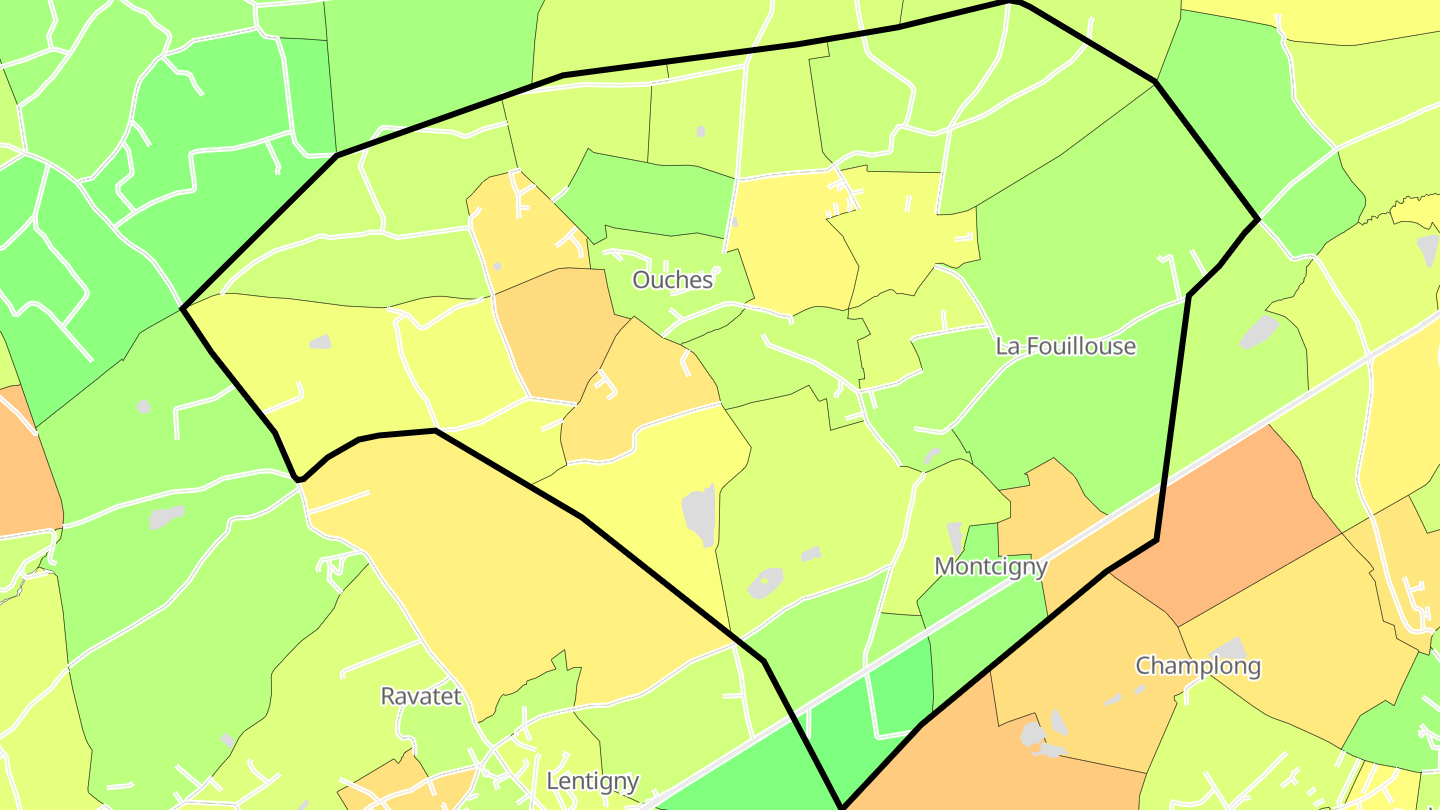 Carte des prix de l'immobilier Ouches