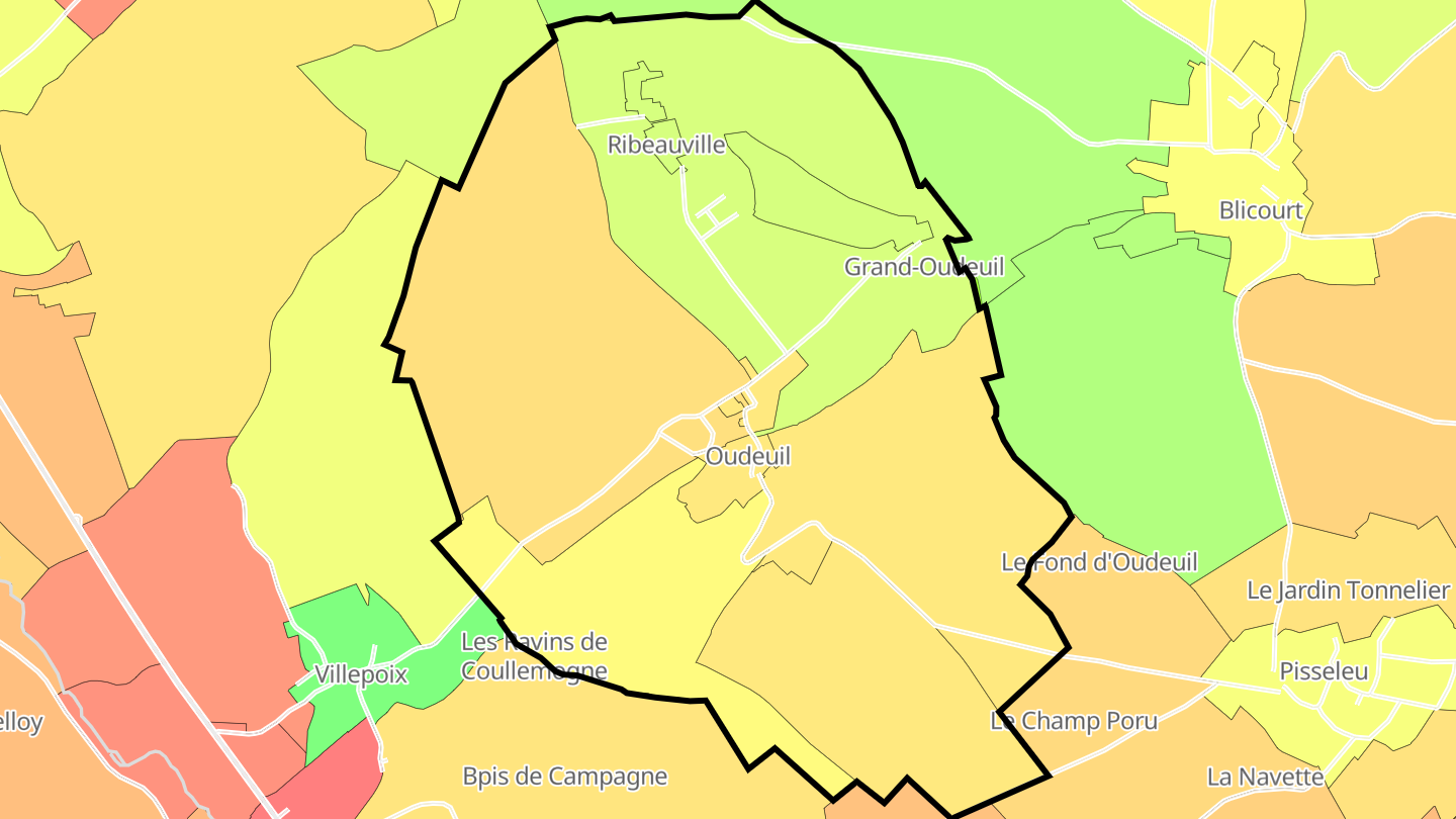 Carte des prix de l'immobilier Oudeuil