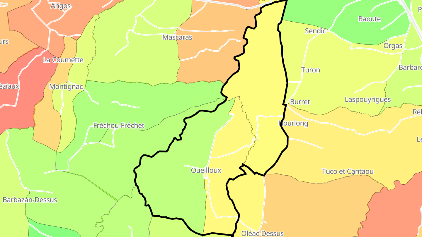 Carte des prix de l'immobilier Oueilloux