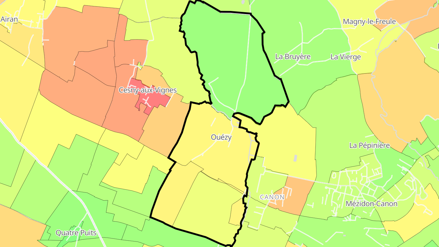 Carte des prix de l'immobilier Ouézy