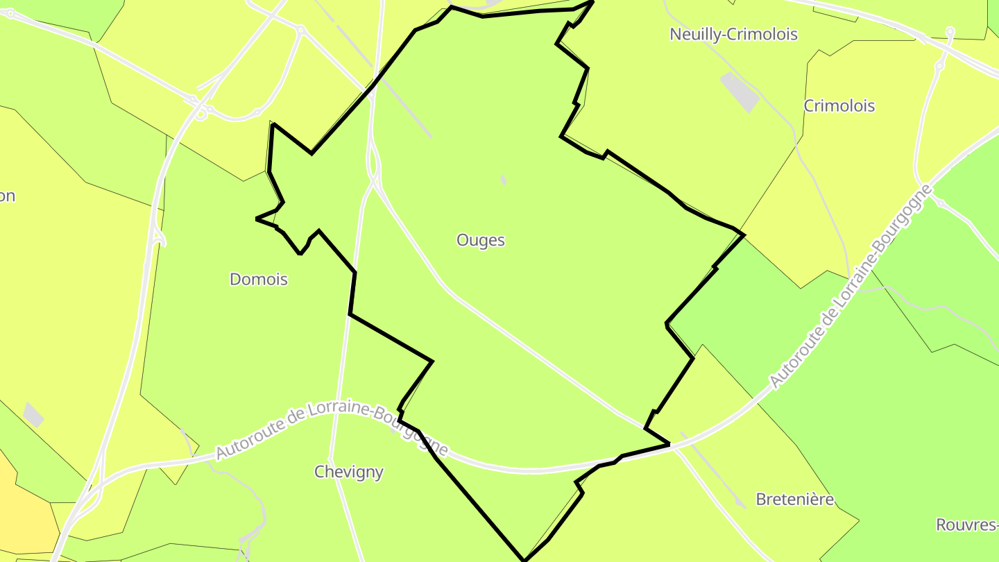 Carte des prix de l'immobilier Ouges