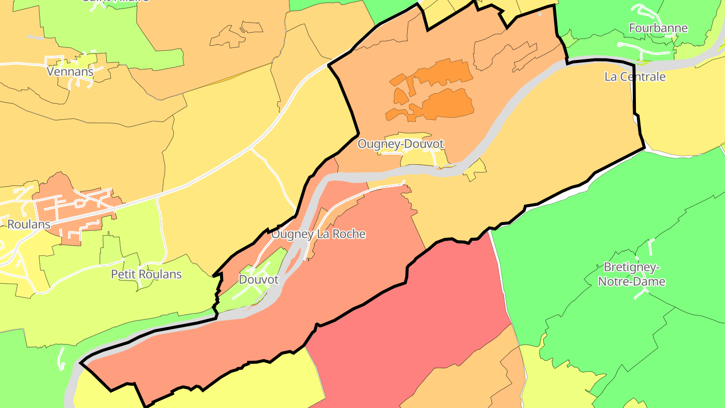 Carte des prix de l'immobilier Ougney-Douvot