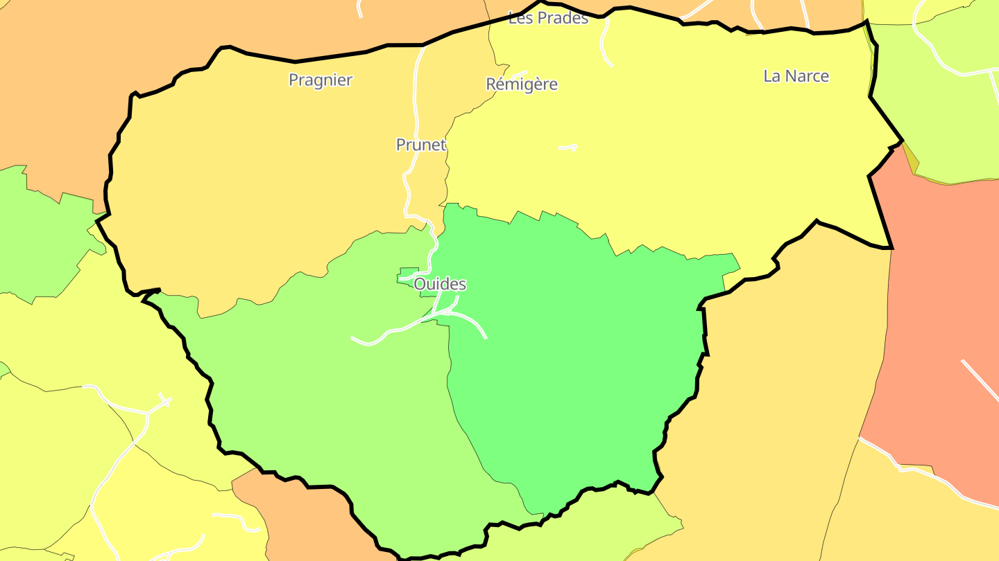 Carte des prix de l'immobilier Ouides