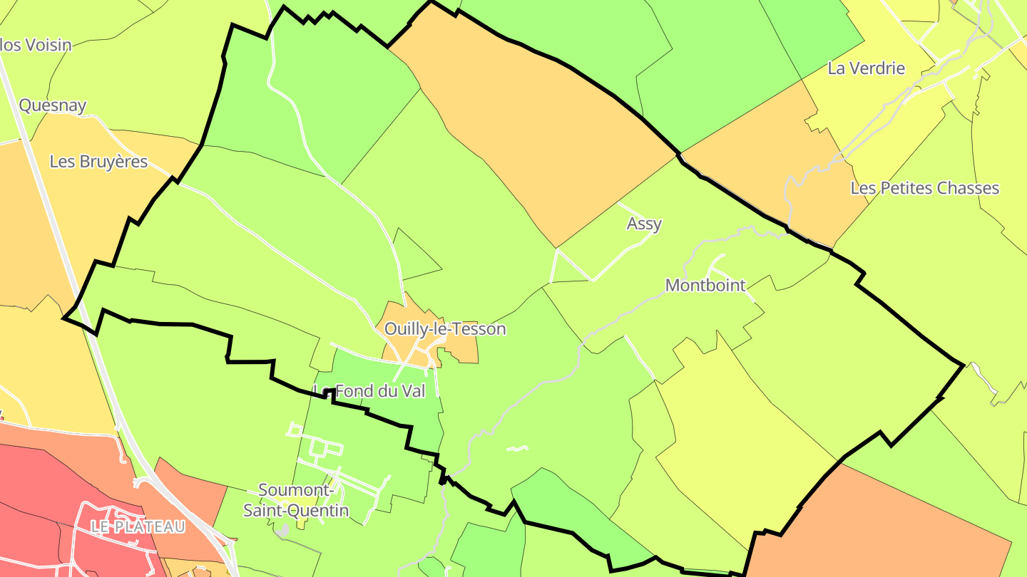Carte des prix de l'immobilier Ouilly-le-Tesson