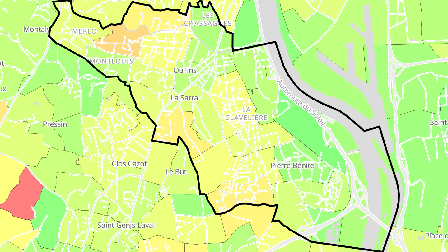 Carte des prix de l'immobilier Oullins-Pierre-Bénite