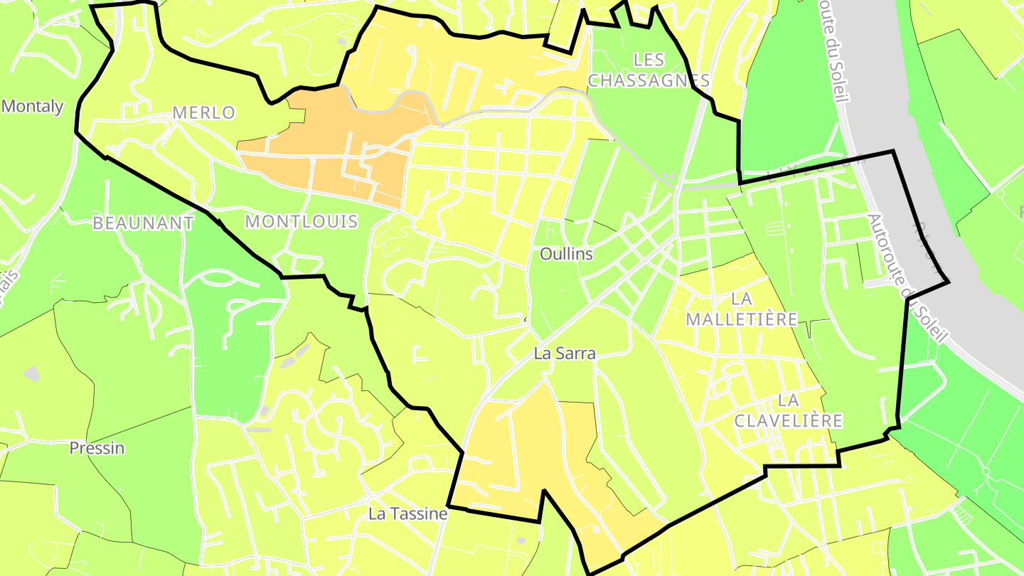 Carte des prix de l'immobilier Oullins