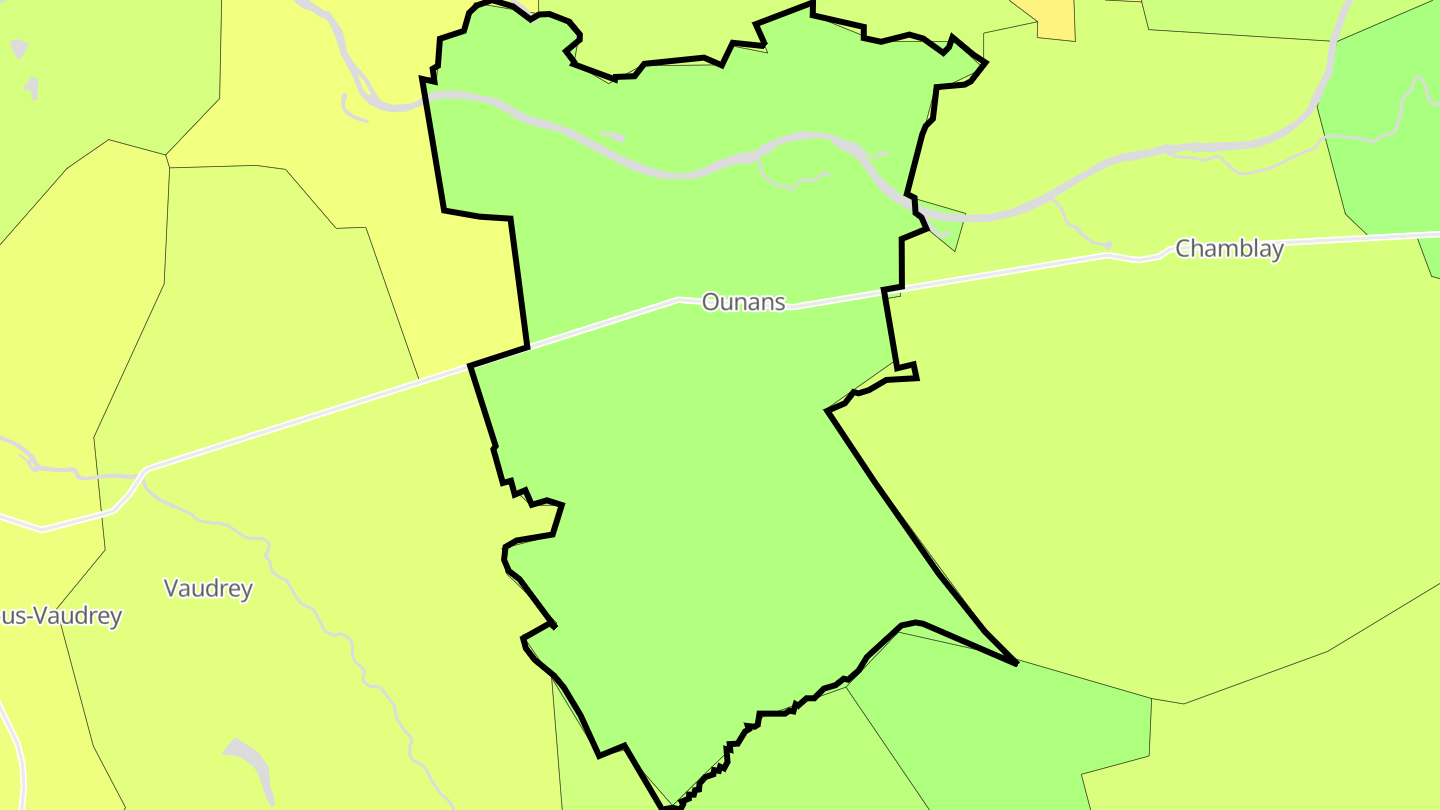 Carte des prix de l'immobilier Ounans