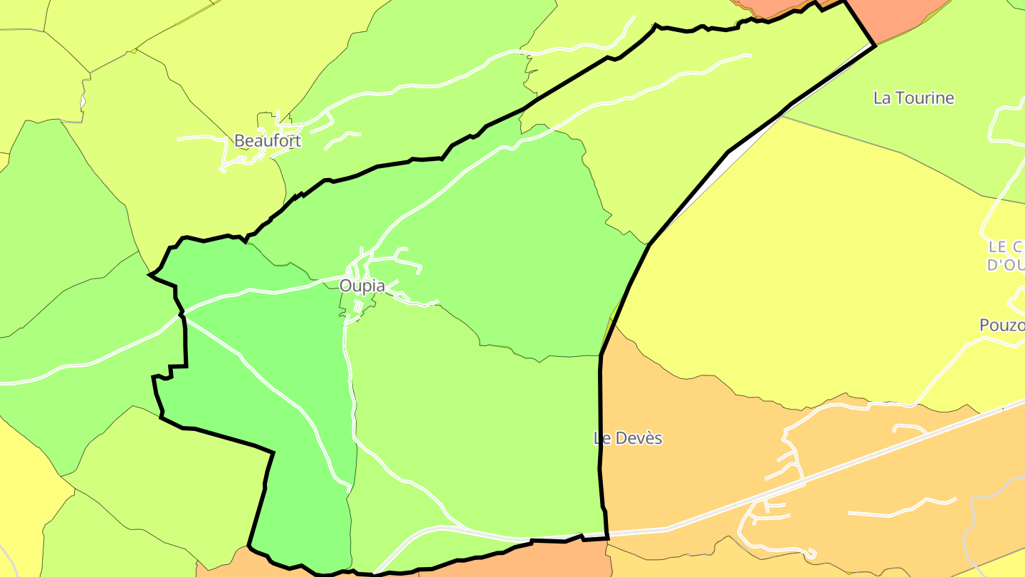 Carte des prix de l'immobilier Oupia
