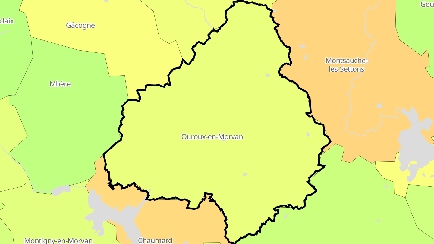 Carte des prix de l'immobilier Ouroux-en-Morvan