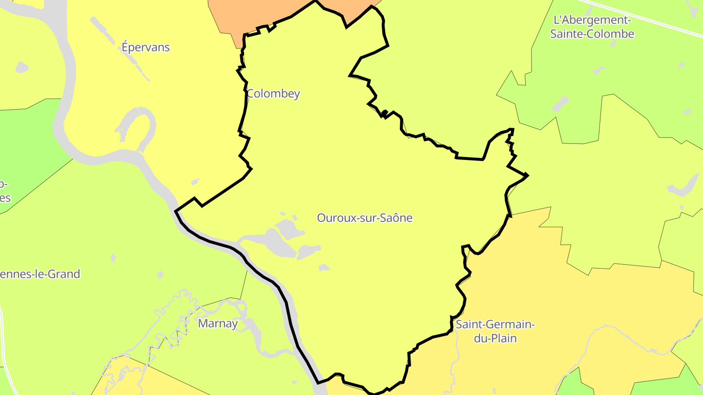 Carte des prix de l'immobilier Ouroux-sur-Saône