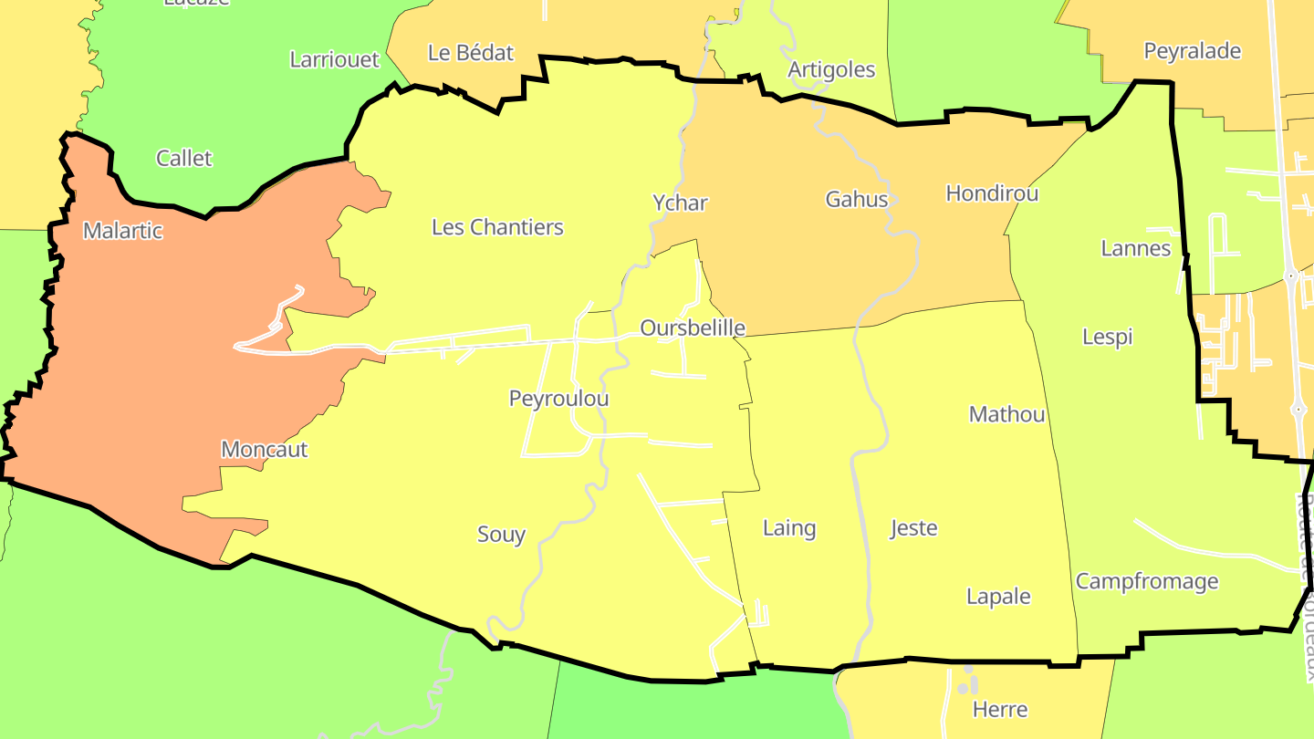 Carte des prix de l'immobilier Oursbelille