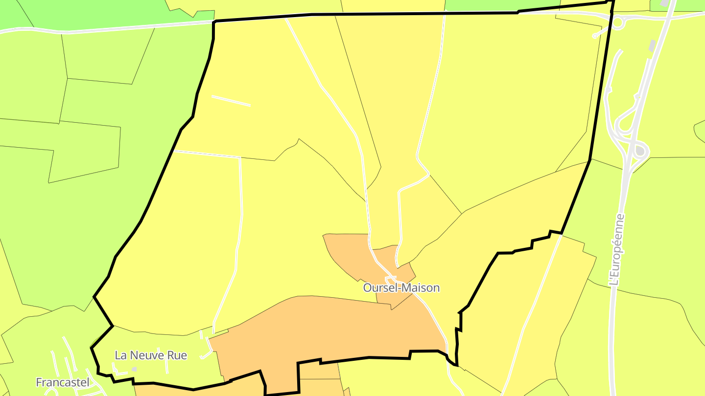 Carte des prix de l'immobilier Oursel-Maison