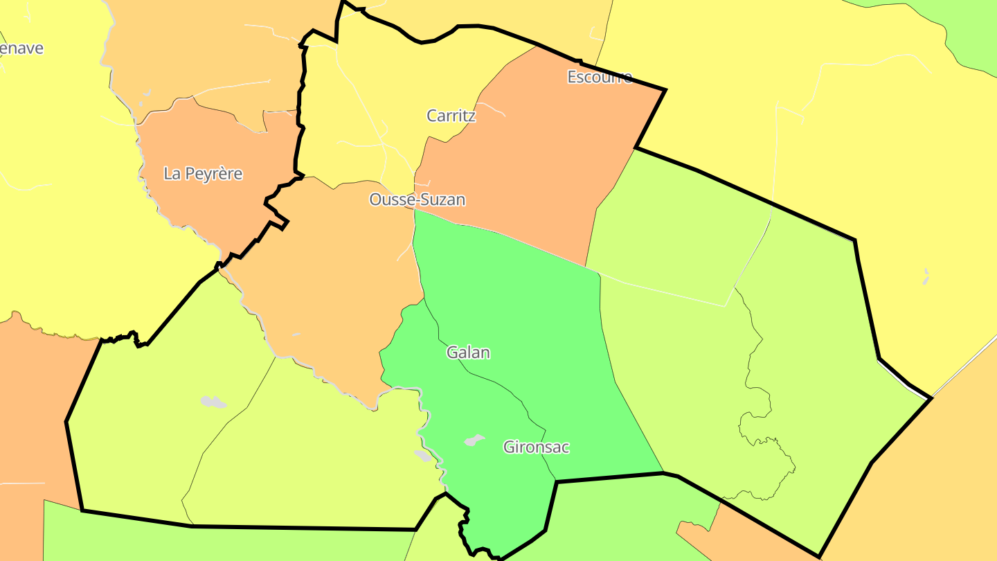 Carte des prix de l'immobilier Ousse-Suzan