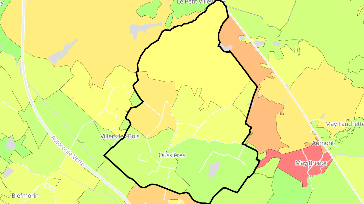 Carte des prix de l'immobilier Oussières
