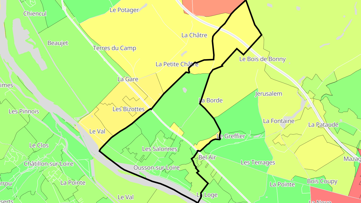 Carte des prix de l'immobilier Ousson-sur-Loire