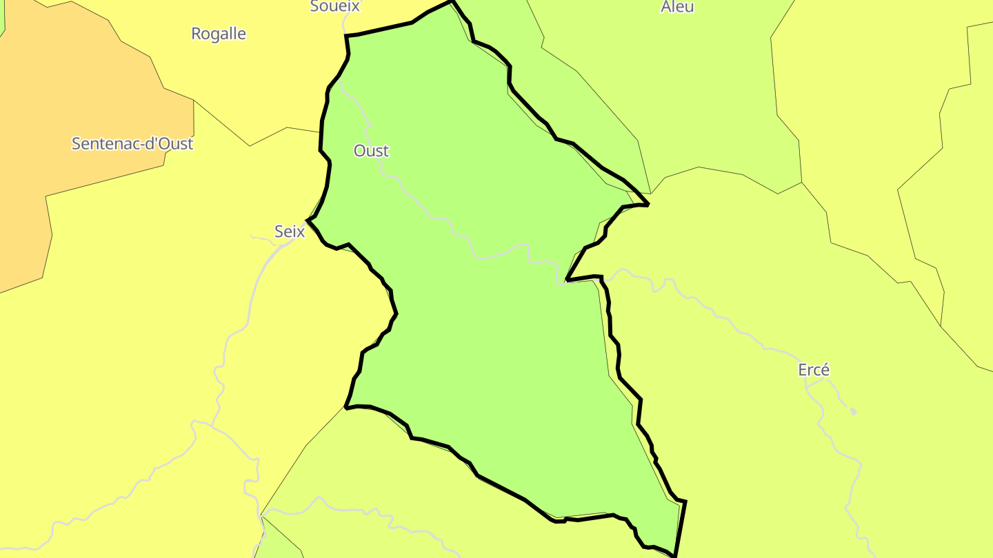Carte des prix de l'immobilier Oust