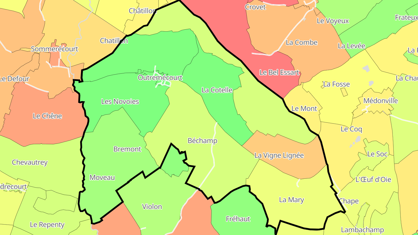Carte des prix de l'immobilier Outremécourt