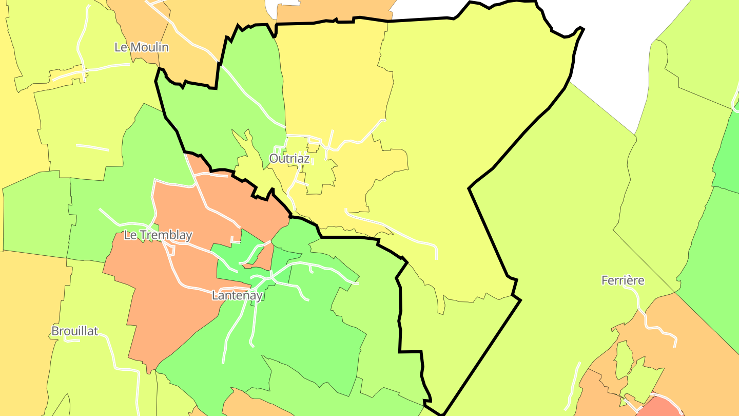 Carte des prix de l'immobilier Outriaz