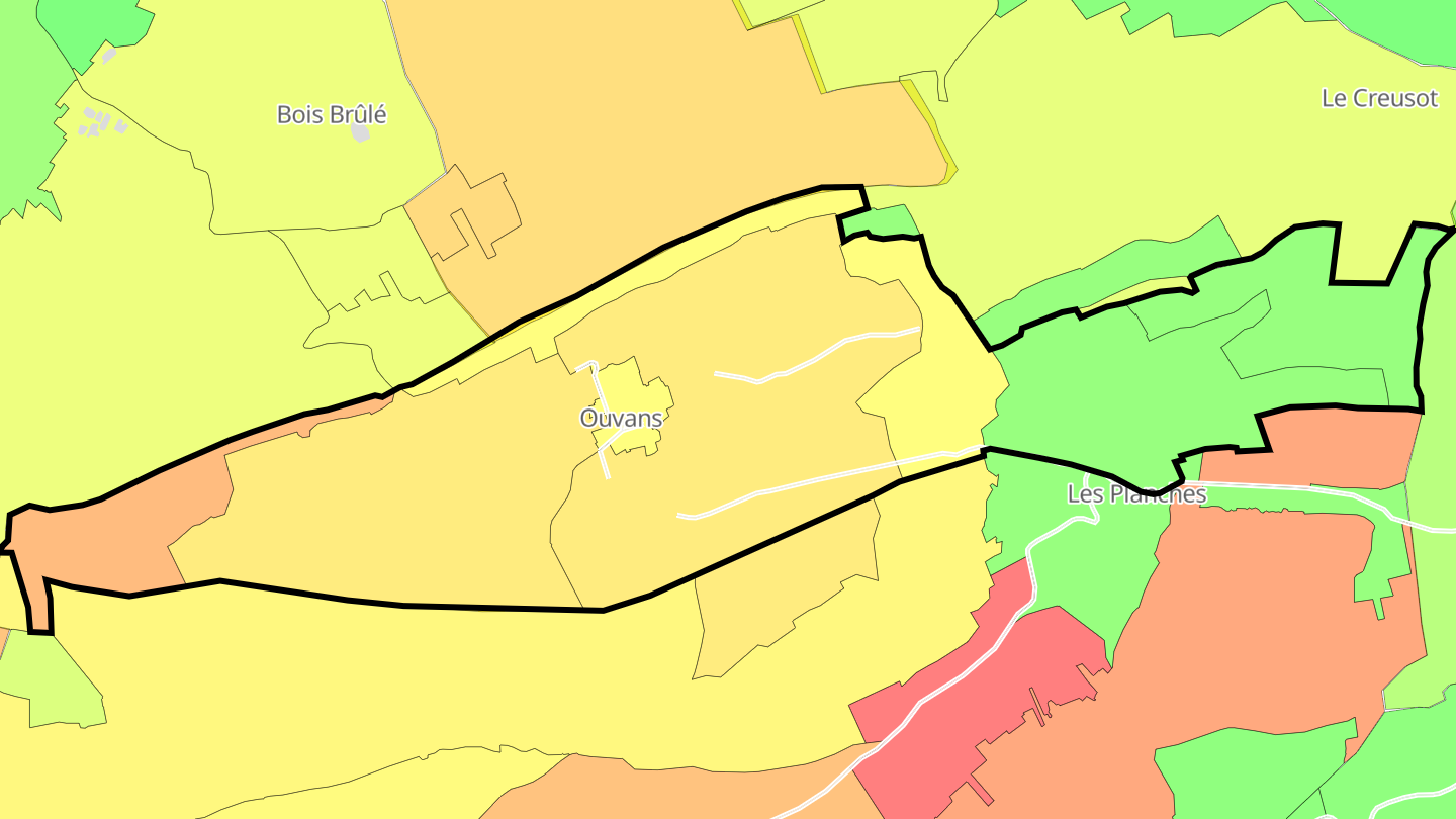 Carte des prix de l'immobilier Ouvans