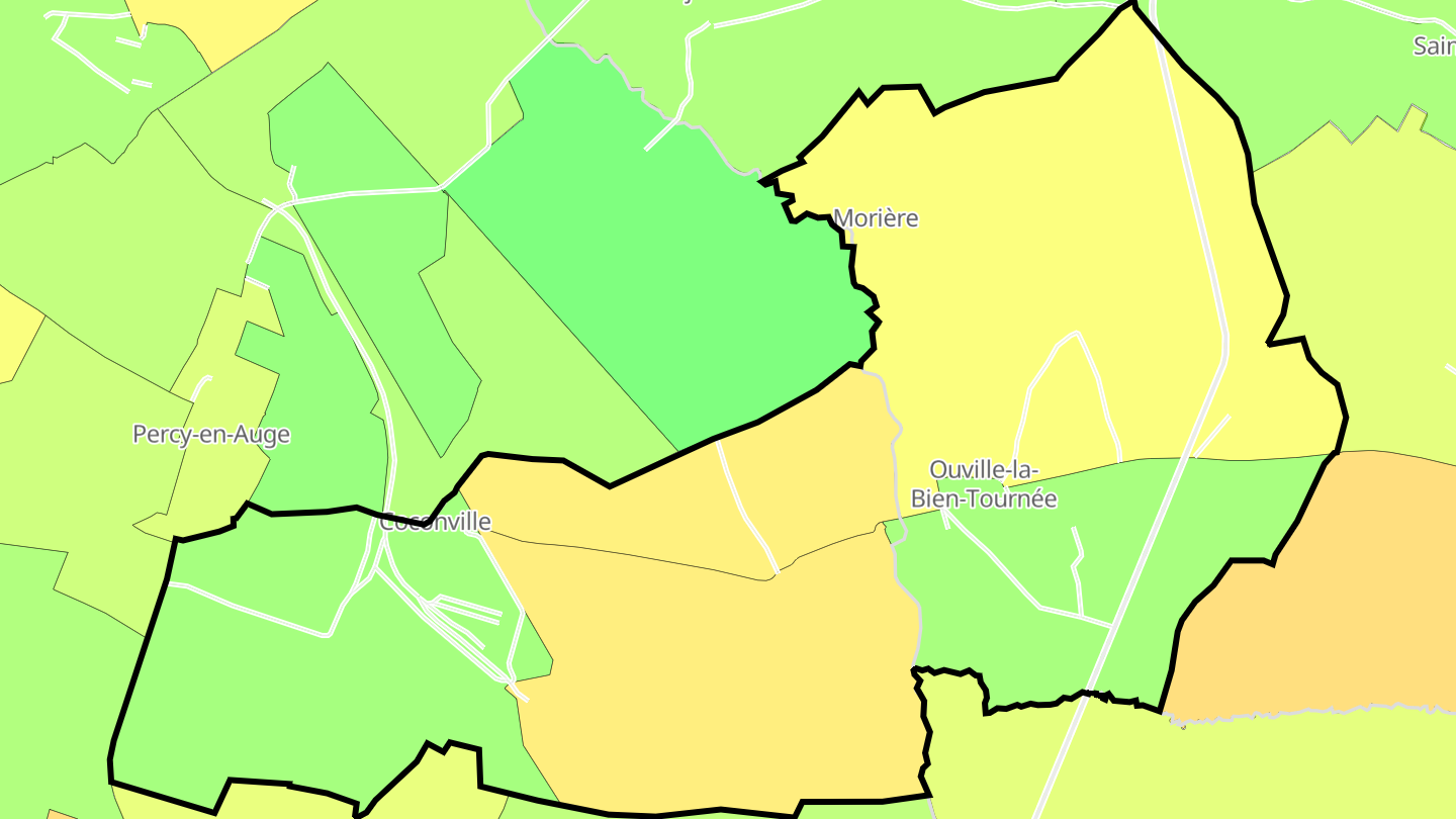 Carte des prix de l'immobilier Ouville-la-Bien-Tournée
