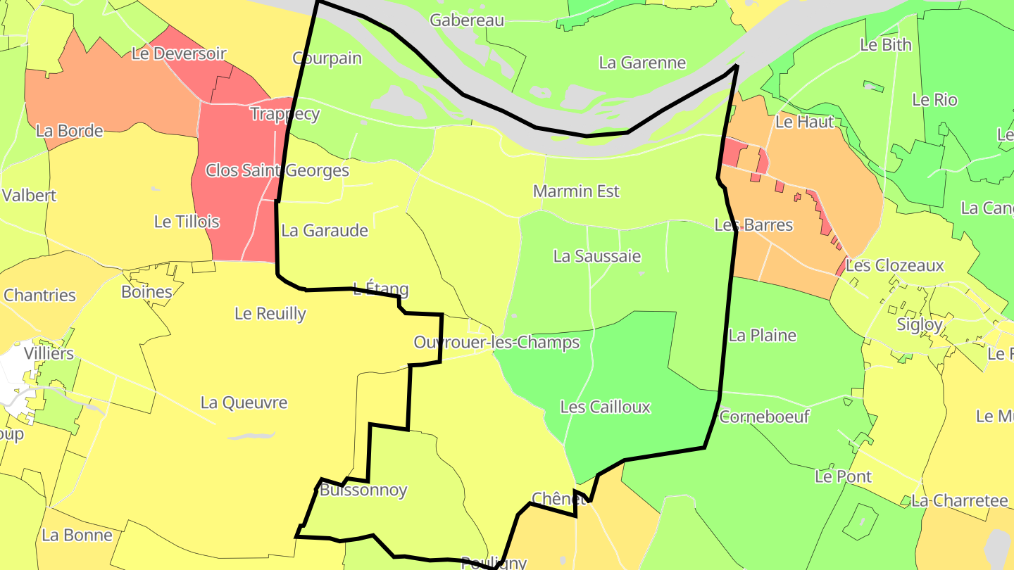 Carte des prix de l'immobilier Ouvrouer-les-Champs