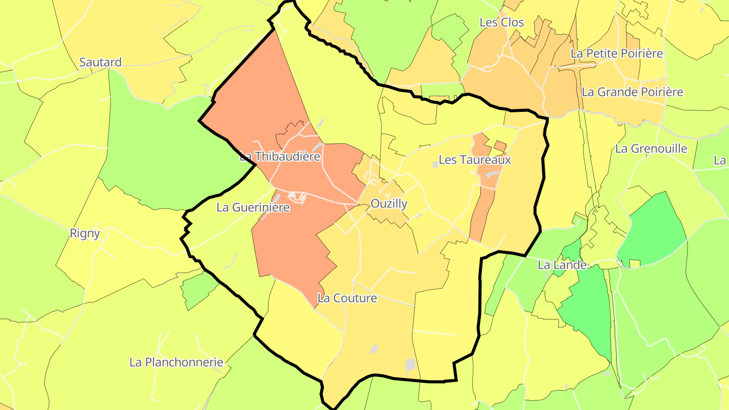 Carte des prix de l'immobilier Ouzilly