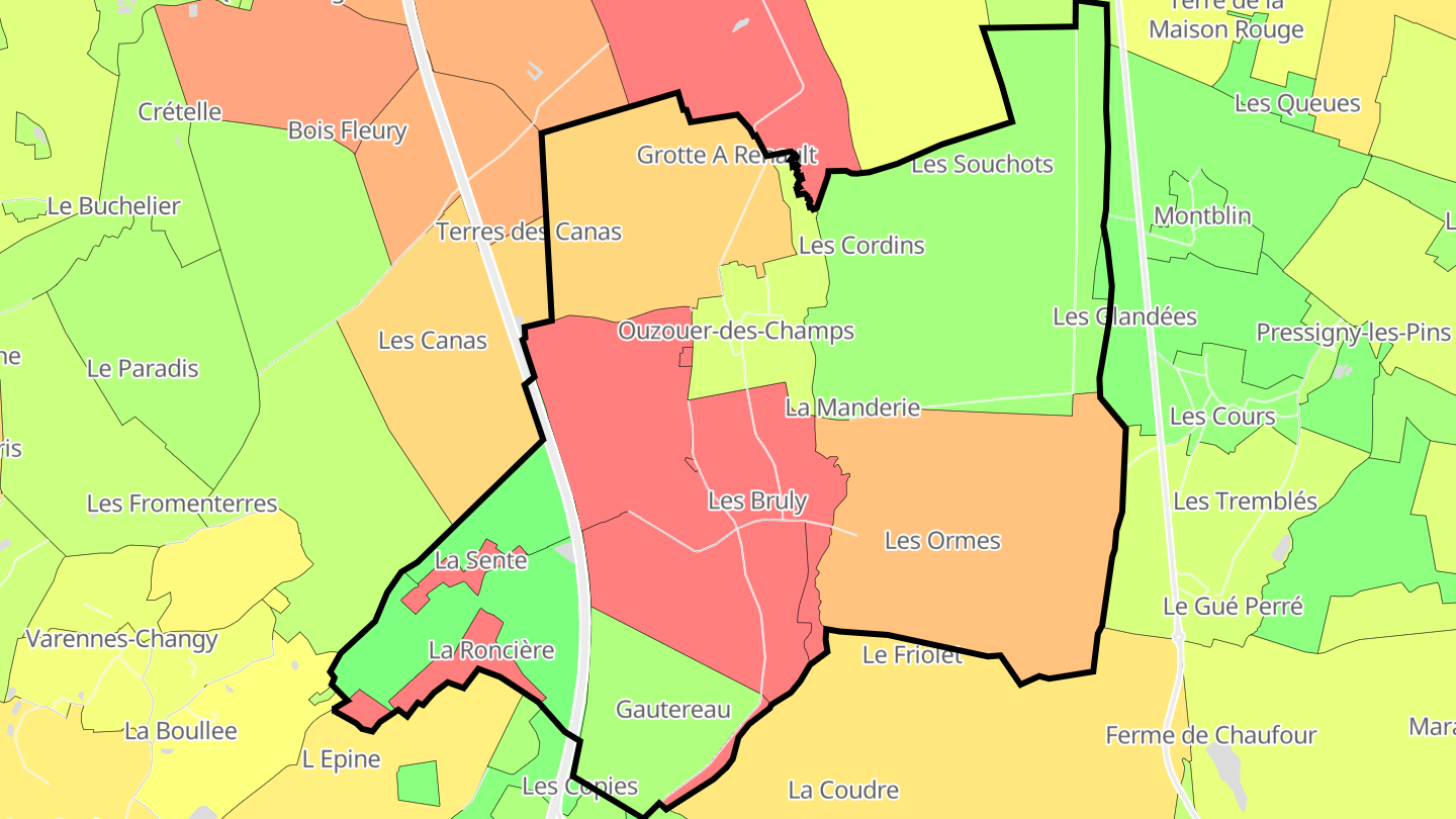 Carte des prix de l'immobilier Ouzouer-des-Champs