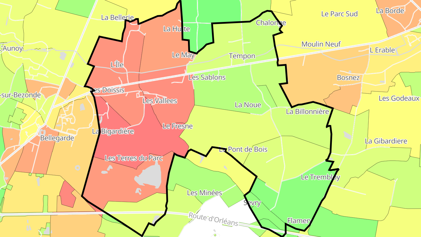 Carte des prix de l'immobilier Ouzouer-sous-Bellegarde