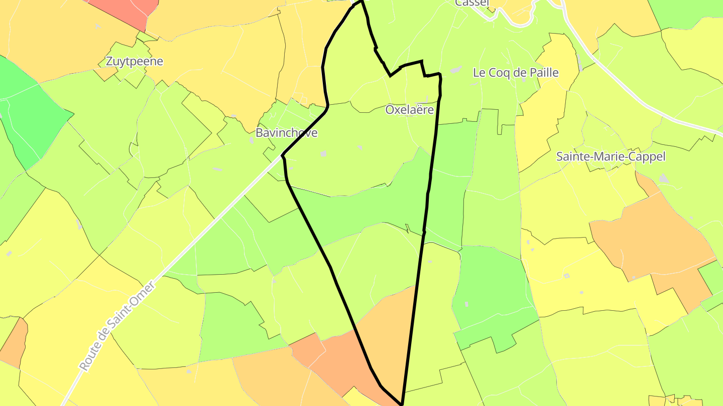 Carte des prix de l'immobilier Oxelaëre