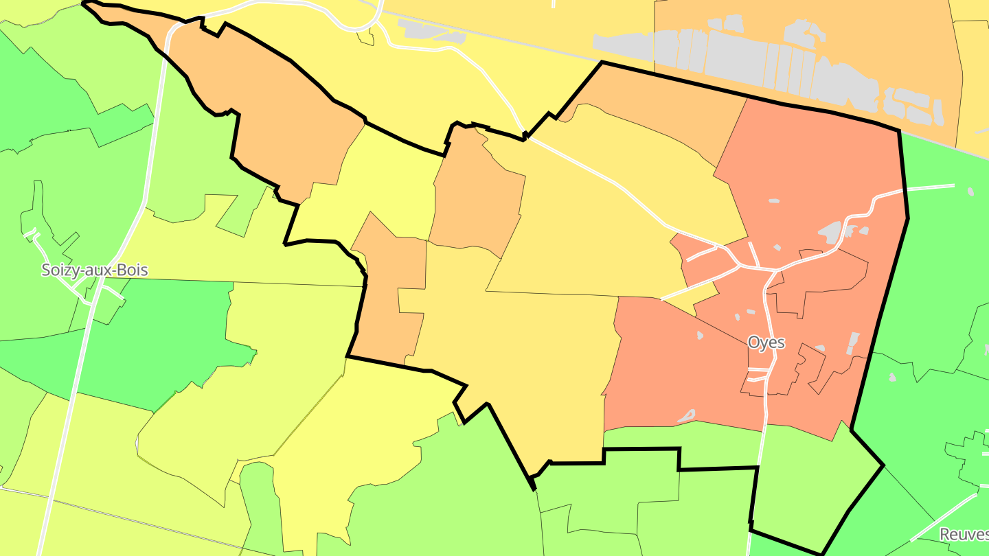 Carte des prix de l'immobilier Oyes