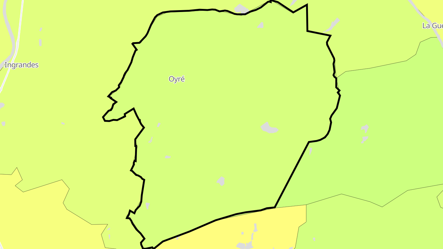 Carte des prix de l'immobilier Oyré