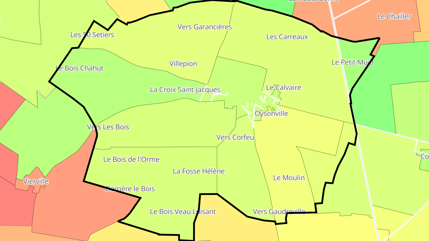 Carte des prix de l'immobilier Oysonville