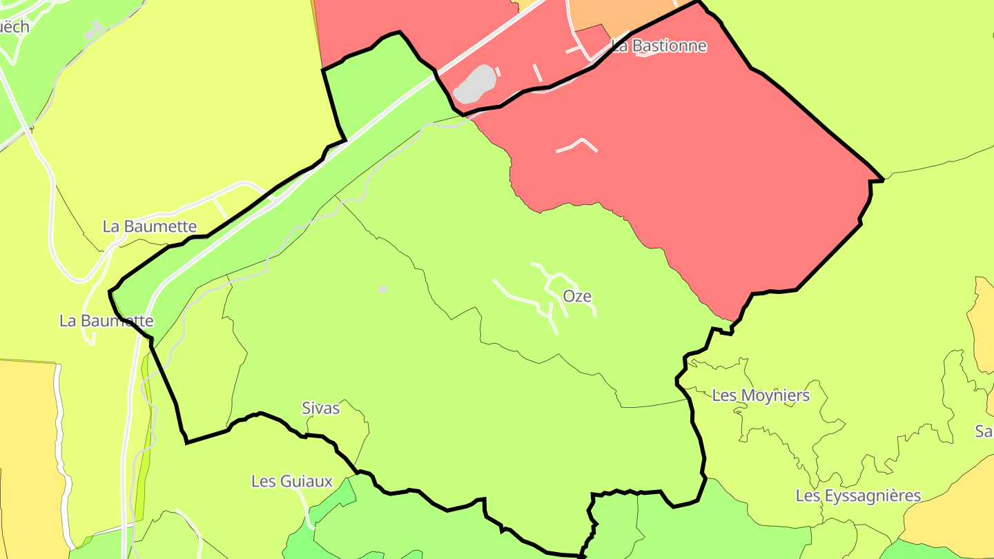 Carte des prix de l'immobilier Oze