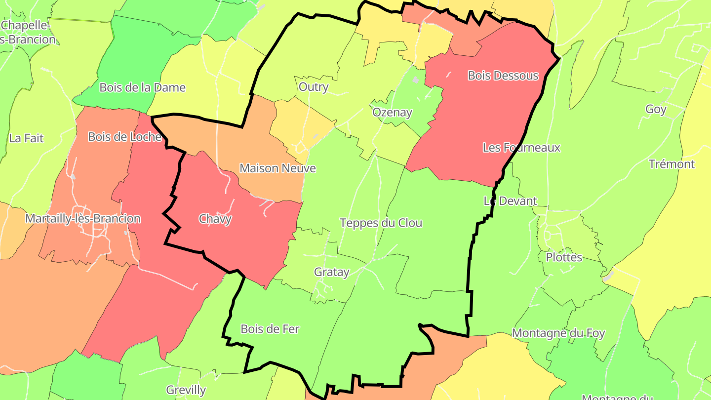 Carte des prix de l'immobilier Ozenay