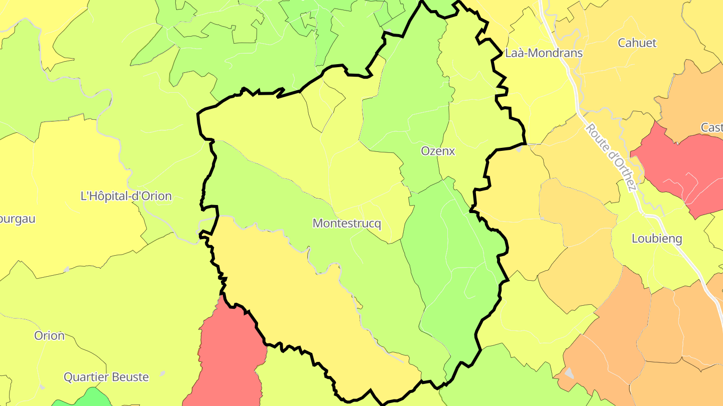 Carte des prix de l'immobilier Ozenx-Montestrucq