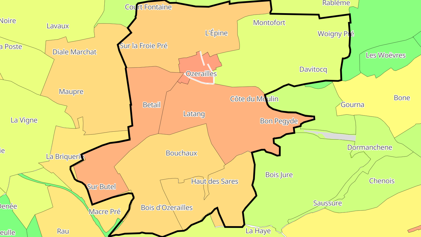 Carte des prix de l'immobilier Ozerailles