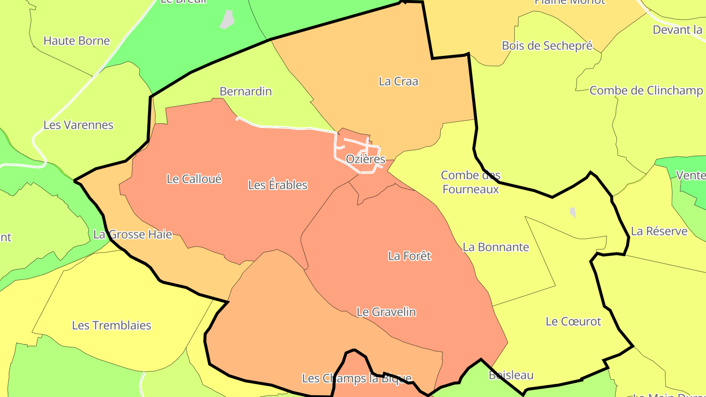 Carte des prix de l'immobilier Ozières