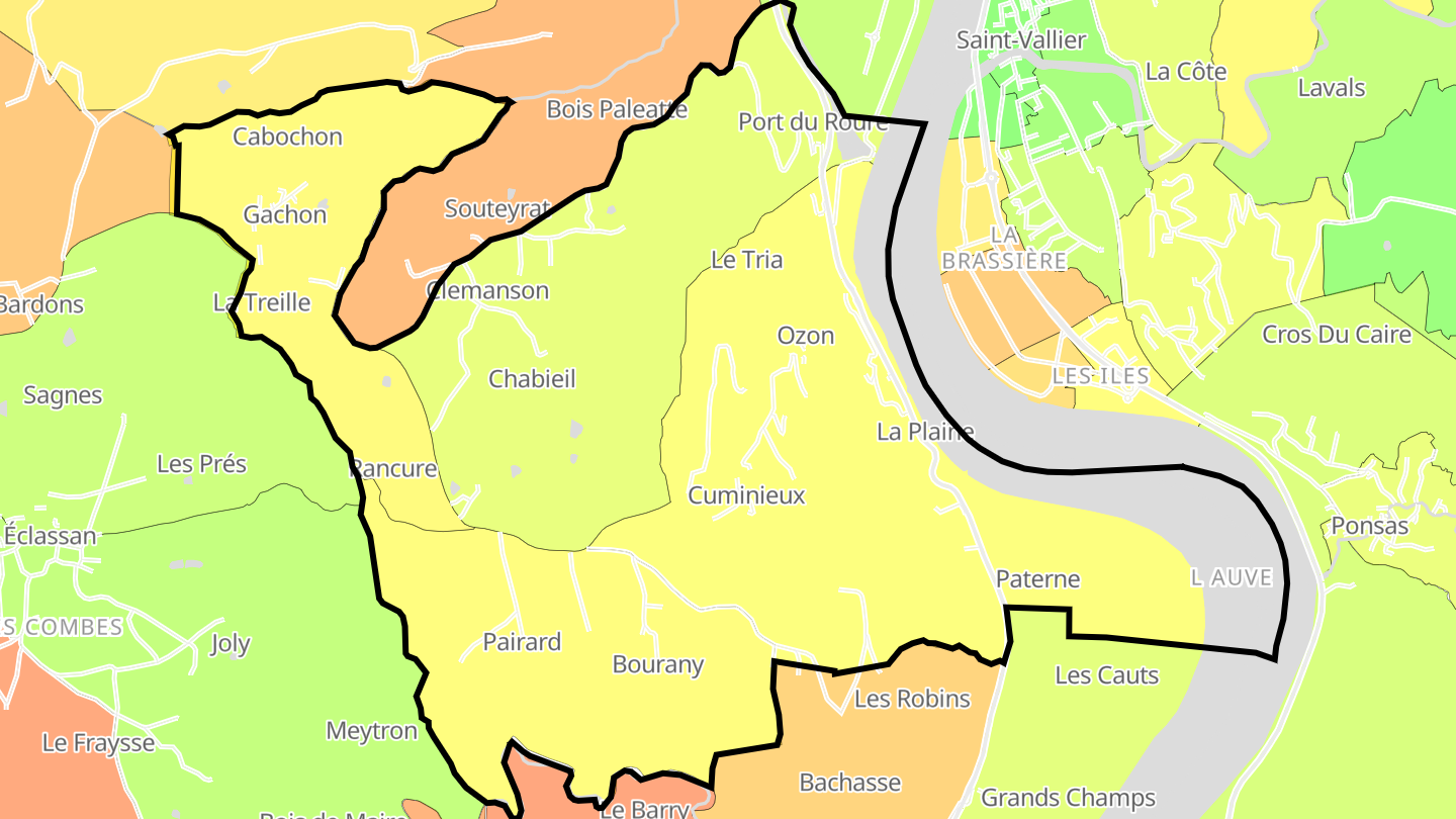 Carte des prix de l'immobilier Ozon