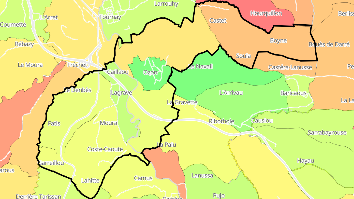 Carte des prix de l'immobilier Ozon