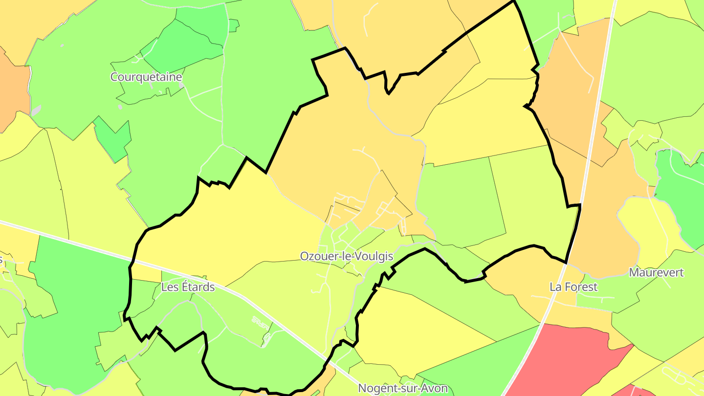 Carte des prix de l'immobilier Ozouer-le-Voulgis