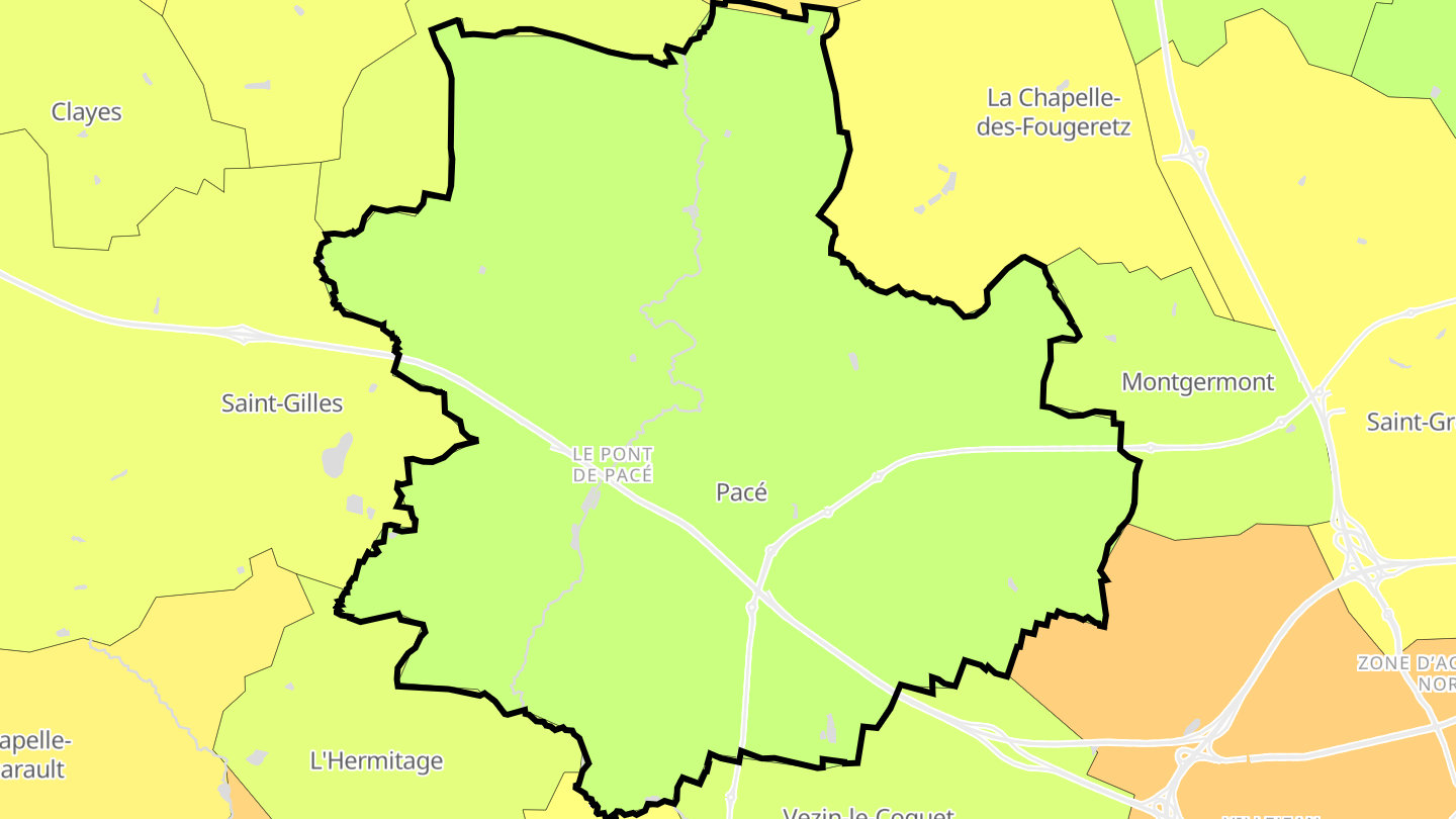 Carte des prix de l'immobilier Pacé