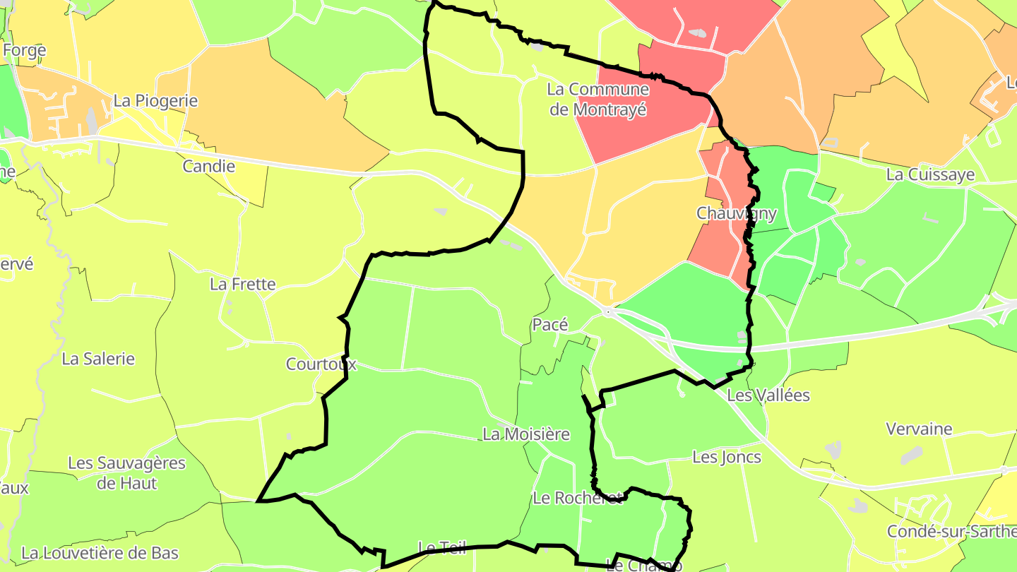 Carte des prix de l'immobilier Pacé