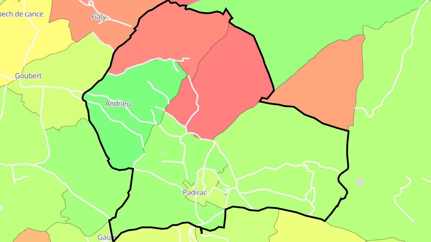 Carte des prix de l'immobilier Padirac